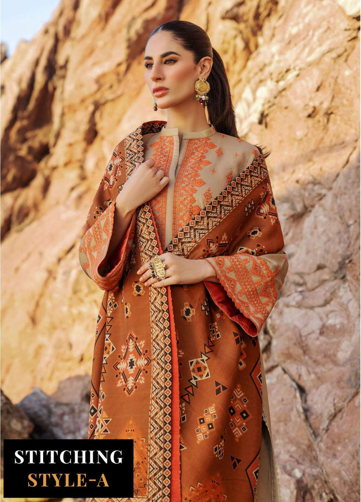 Zainab Chottani Embroidered Herringbone Suits Unstitched 3 Piece ZC23WS D6 Azal - Winter Collection