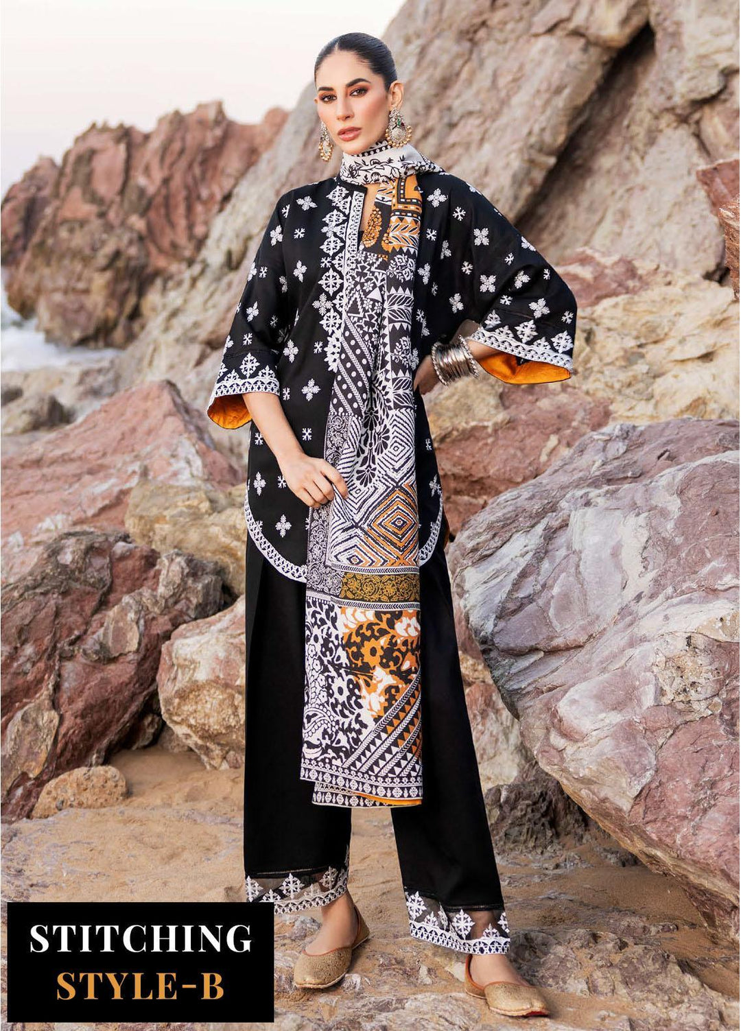 Zainab Chottani Embroidered Herringbone Suits Unstitched 3 Piece ZC23WS D9 Ryma - Winter Collection