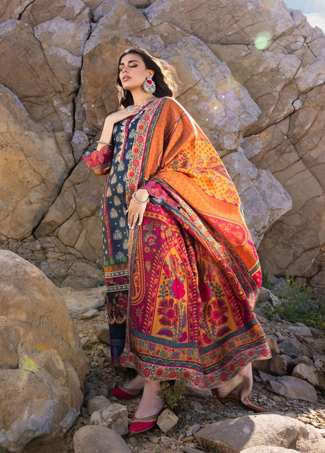 Zainab Chottani Embroidered  Suits Unstitched 3 Piece ZC22W 01 Sanem - Winter Collection