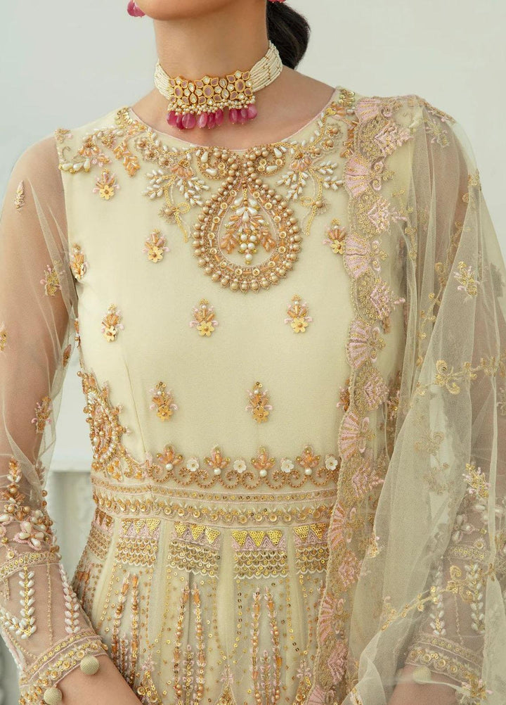 Zainab Fareedi Embroidered Net Suits Unstitched 3 Piece ZNF23LF Rosa ZF004 - Luxury Festive Collection