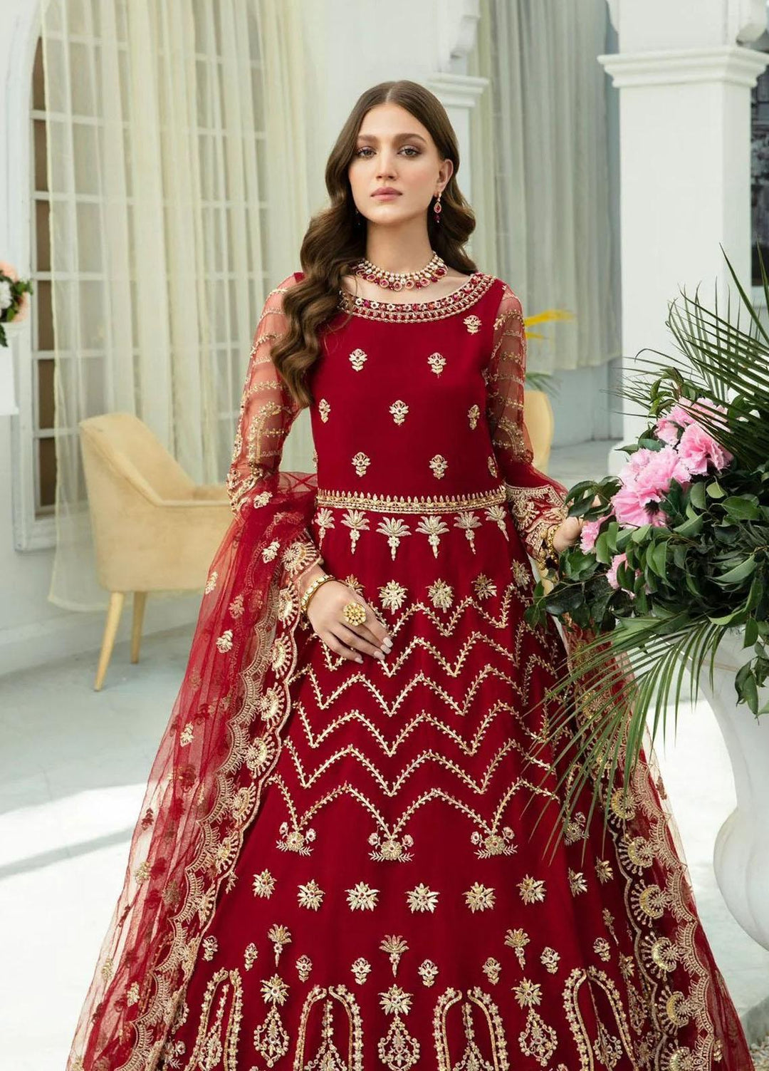 Zainab Fareedi Embroidered Net Suits Unstitched 3 Piece ZNF23LF Vera ZF009 - Luxury Festive Collection