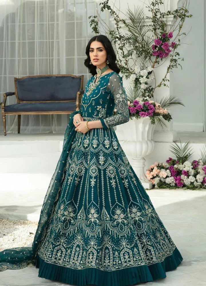 Zainab Fareedi Embroidered Organza Suits Unstitched 3 Piece ZNF23LF Serena ZF002 - Luxury Festive Collection