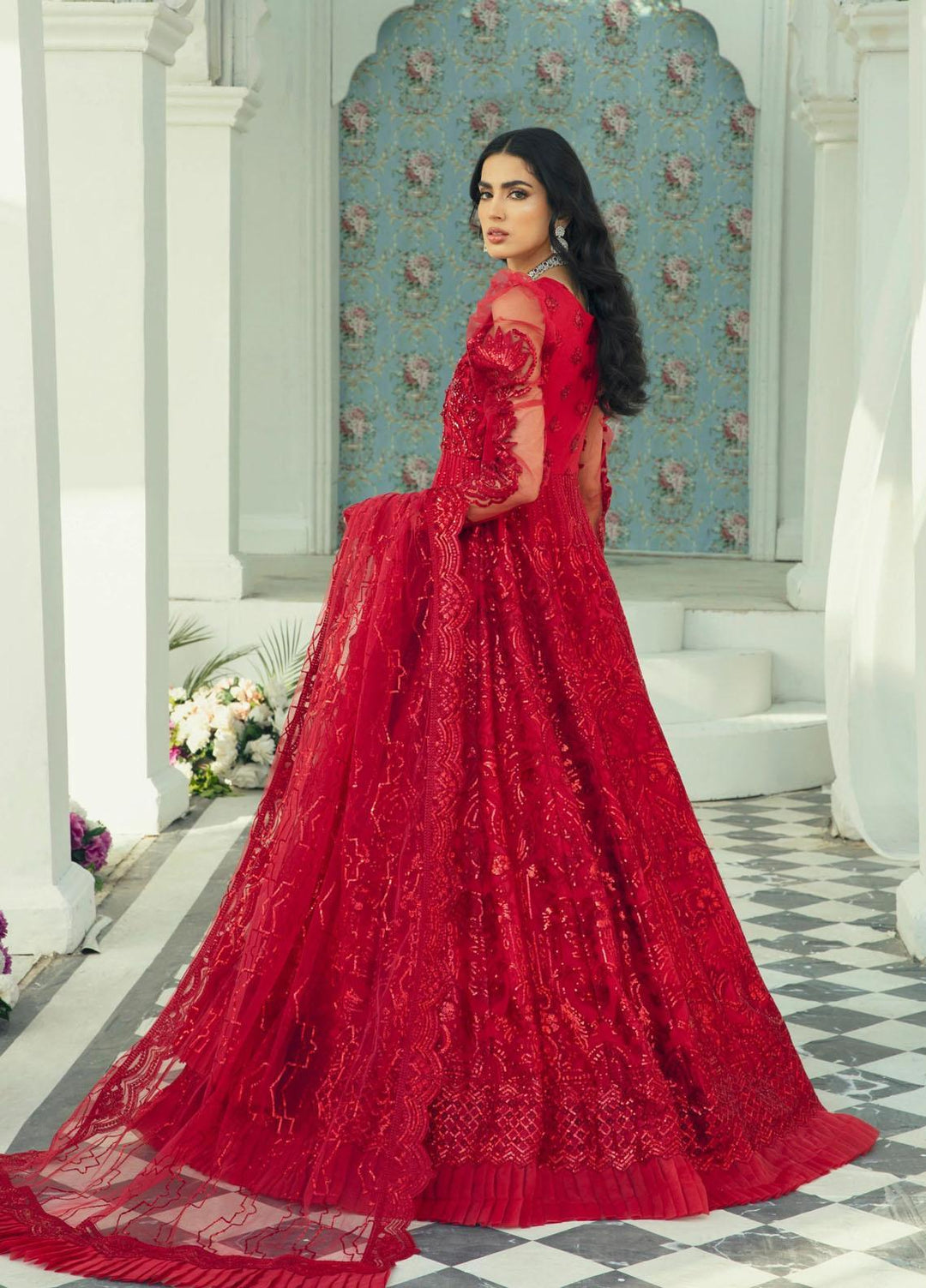 Zainab Fareedi Embroidered Net Suits Unstitched 3 Piece ZNF23LF Millie ZF012 - Luxury Festive Collection