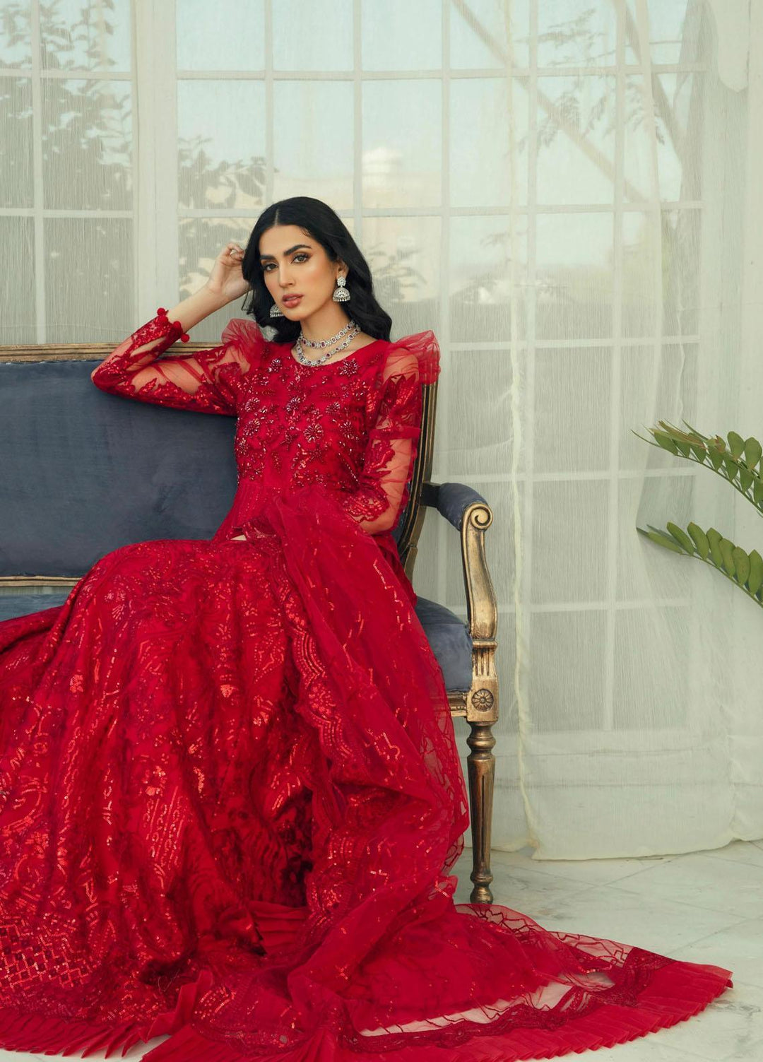 Zainab Fareedi Embroidered Net Suits Unstitched 3 Piece ZNF23LF Millie ZF012 - Luxury Festive Collection