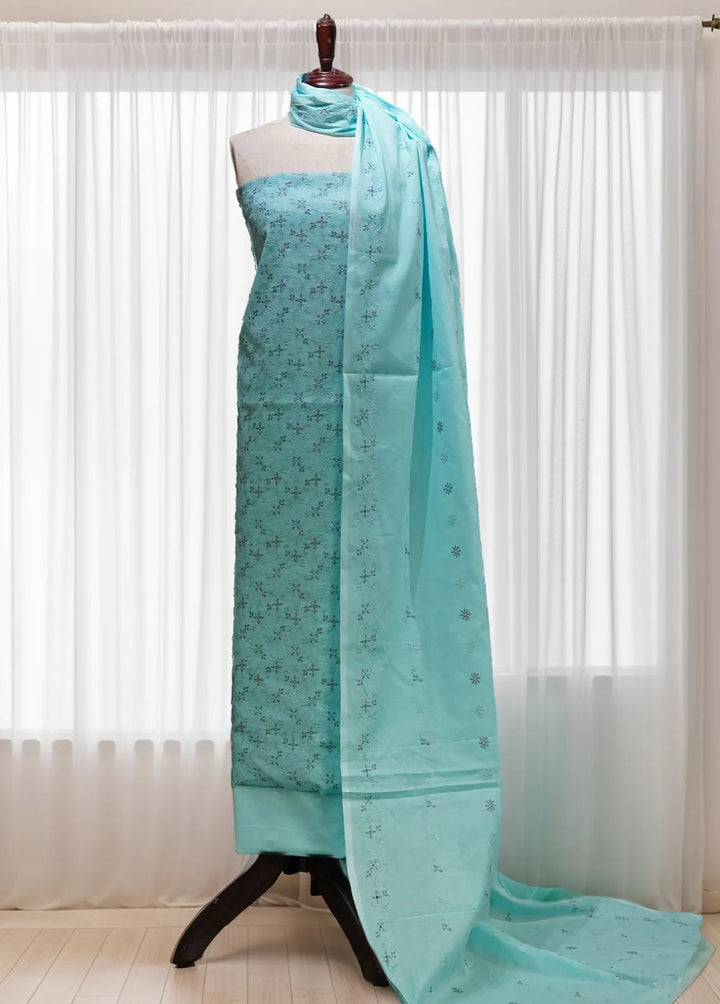 Zam Zam Chikankari Lawn Suit Unstitched 3 Piece ZMZ24C Blue - Summer Collection