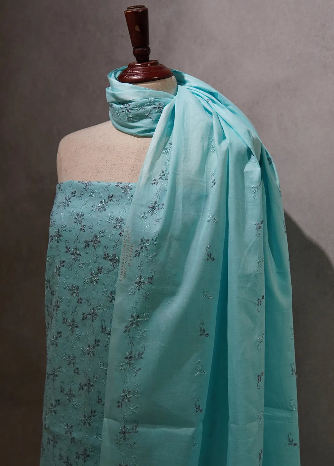 Zam Zam Chikankari Lawn Suit Unstitched 3 Piece ZMZ24C Blue - Summer Collection