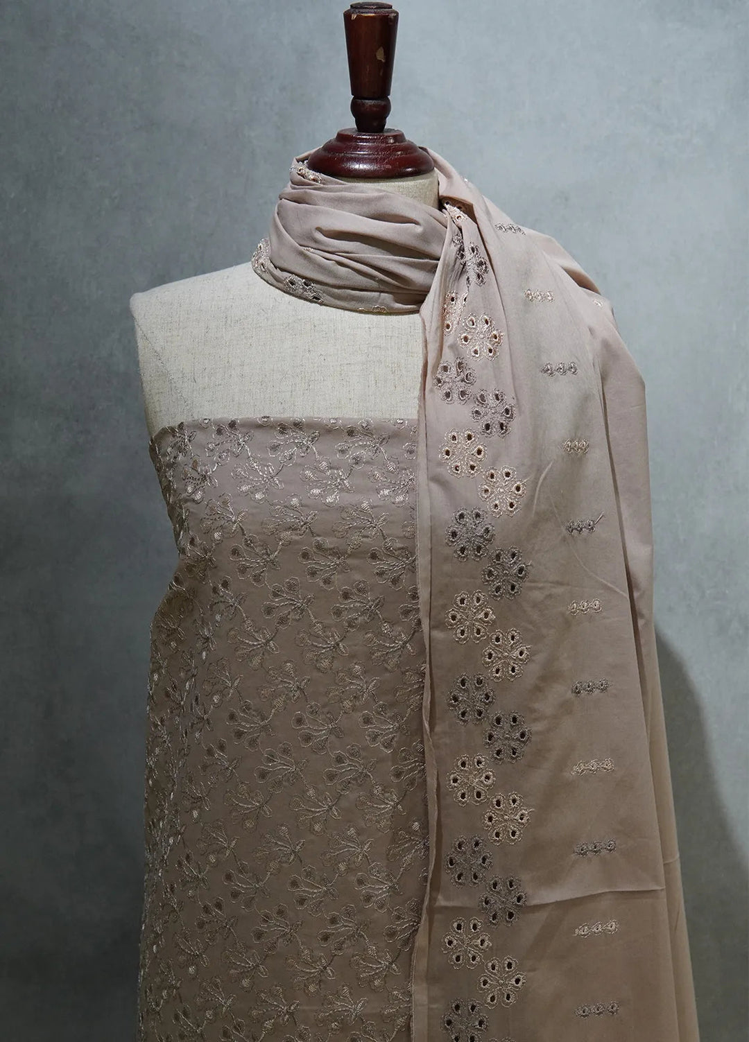 Zam Zam Chikankari Lawn Suit Unstitched 3 Piece ZMZ24C Brown - Summer Collection