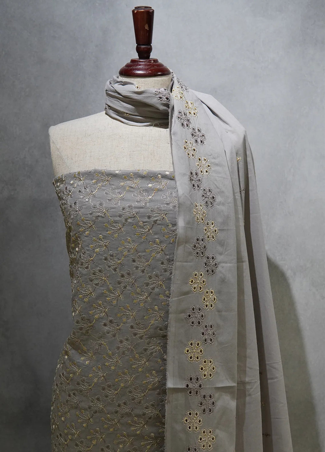 Zam Zam Chikankari Lawn Suit Unstitched 3 Piece ZMZ24C Grey - Summer Collection