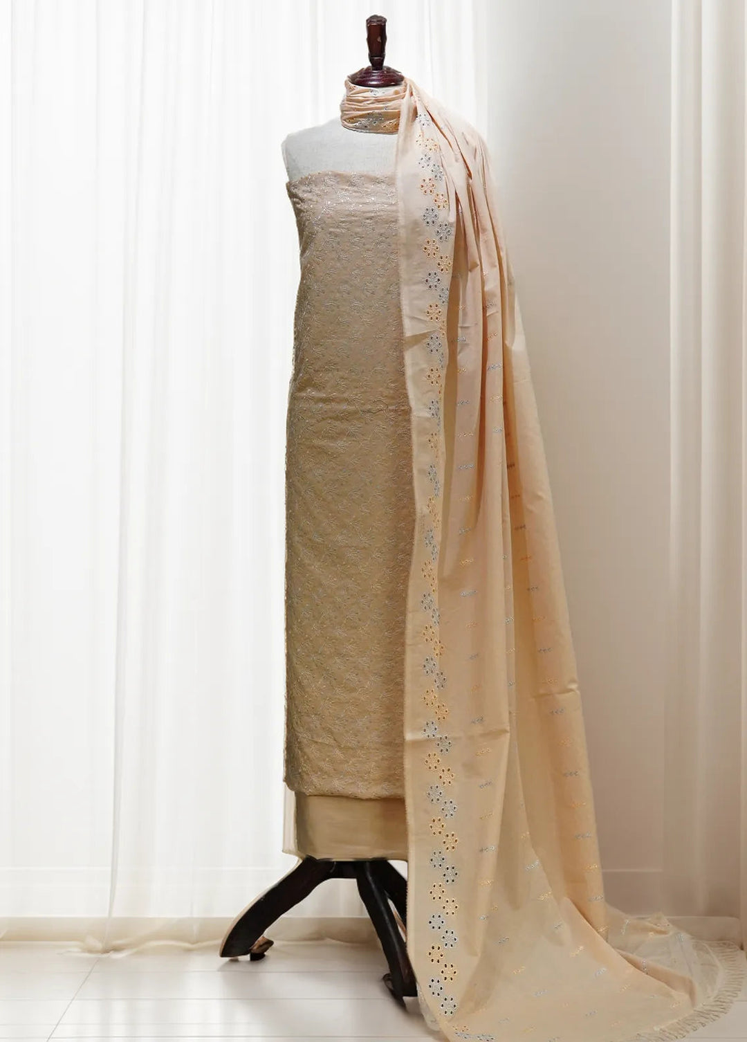 Zam Zam Chikankari Lawn Suit Unstitched 3 Piece ZMZ24C Peach - Summer Collection