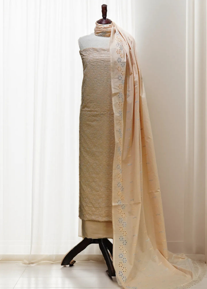 Zam Zam Chikankari Lawn Suit Unstitched 3 Piece ZMZ24C Peach - Summer Collection