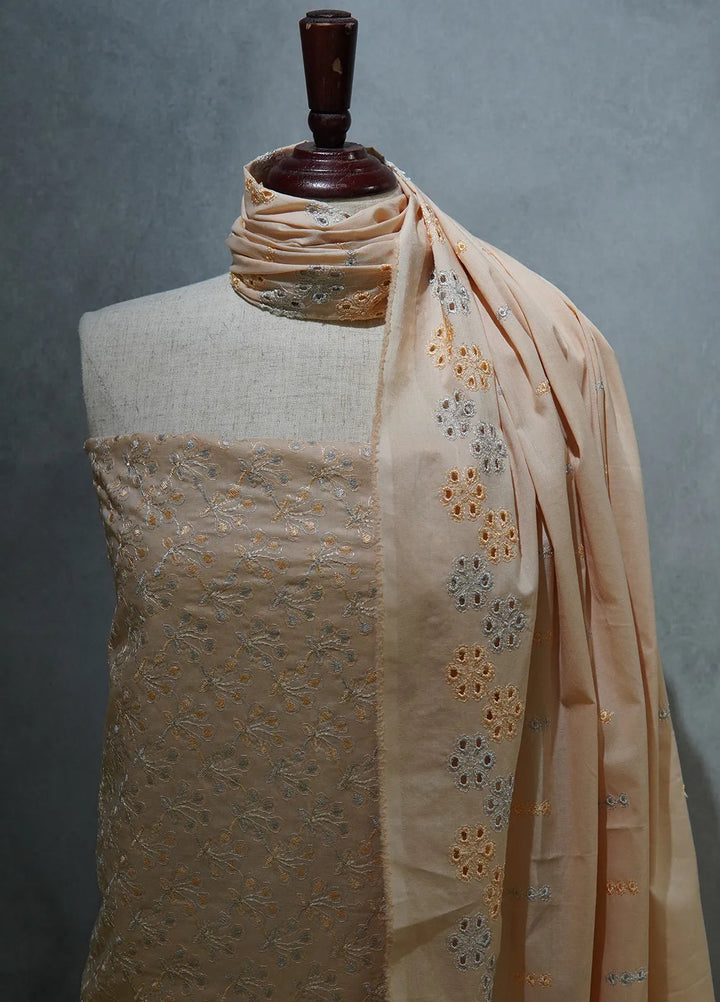 Zam Zam Chikankari Lawn Suit Unstitched 3 Piece ZMZ24C Peach - Summer Collection