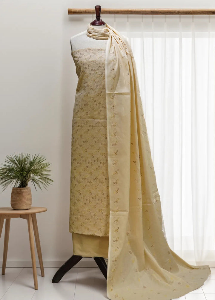 Zam Zam Chikankari Lawn Suit Unstitched 3 Piece ZMZ24C Yellow - Summer Collection