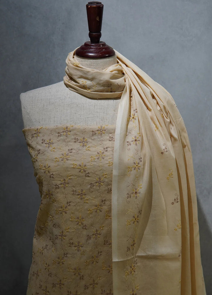 Zam Zam Chikankari Lawn Suit Unstitched 3 Piece ZMZ24C Yellow - Summer Collection