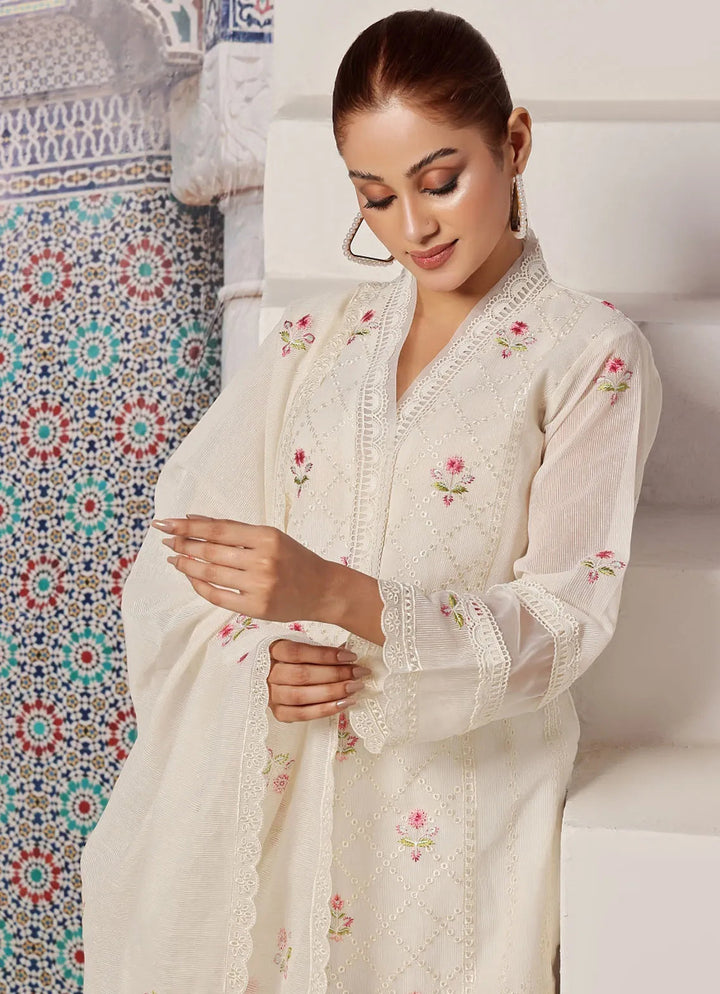 Zainab Hasan Pret Embriodered cotton net 3 Piece Daisy ZHS-39