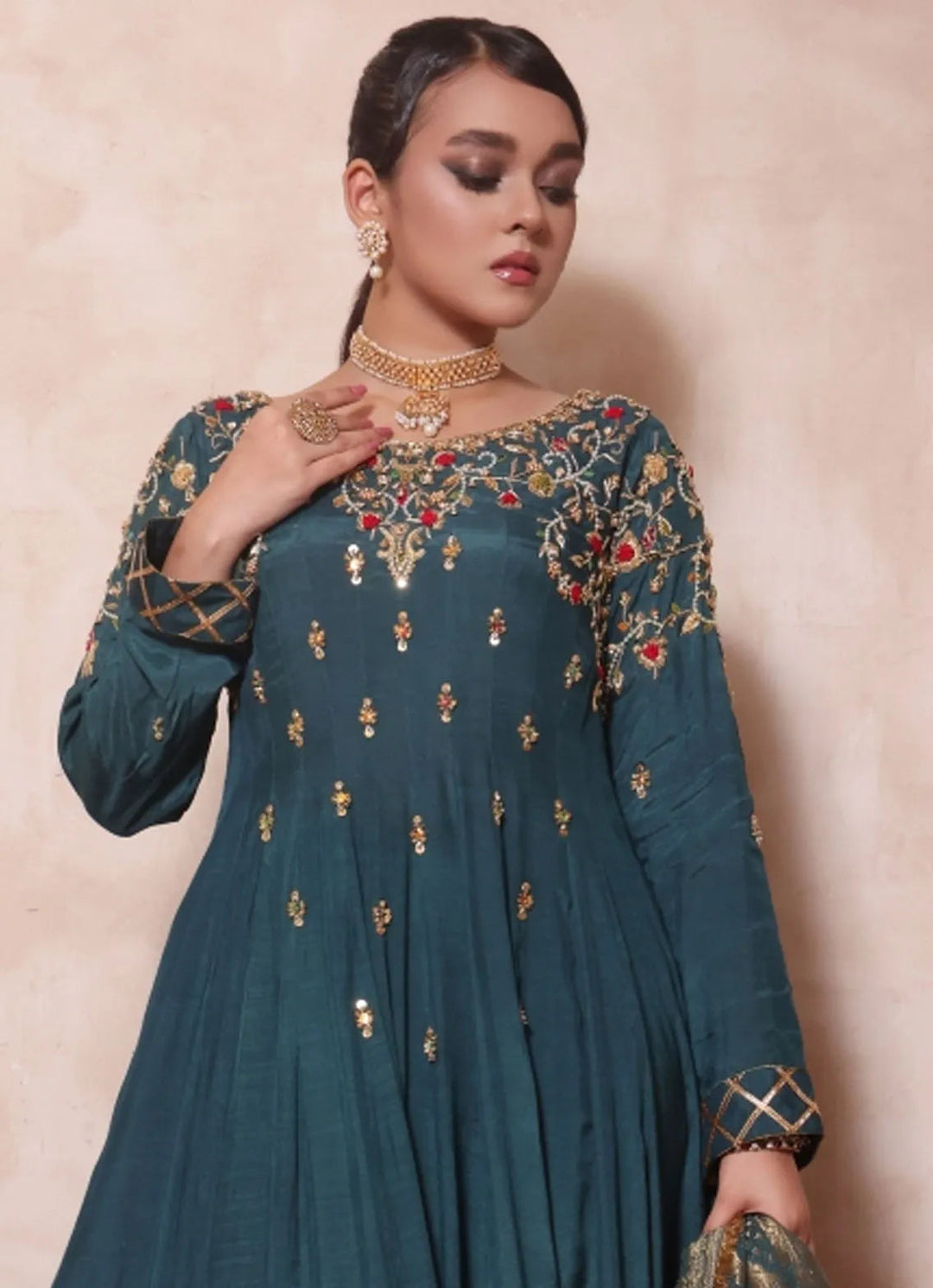 Zainab Hasan Pret Embriodered Raw Silk 3 Piece Afroz ZHF-72-C