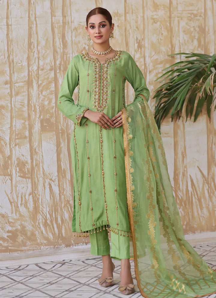 Zainab Hasan Pret Embriodered Raw Silk 3 Piece Dhaani ZHF-132