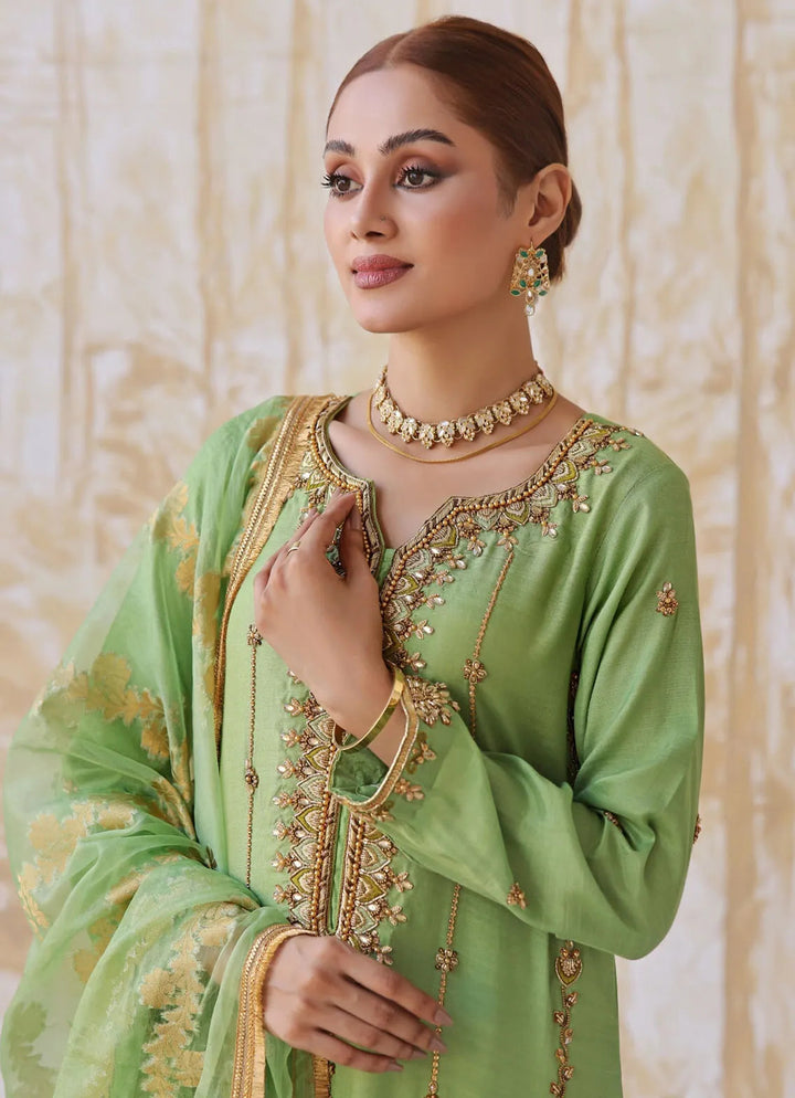 Zainab Hasan Pret Embriodered Raw Silk 3 Piece Dhaani ZHF-132