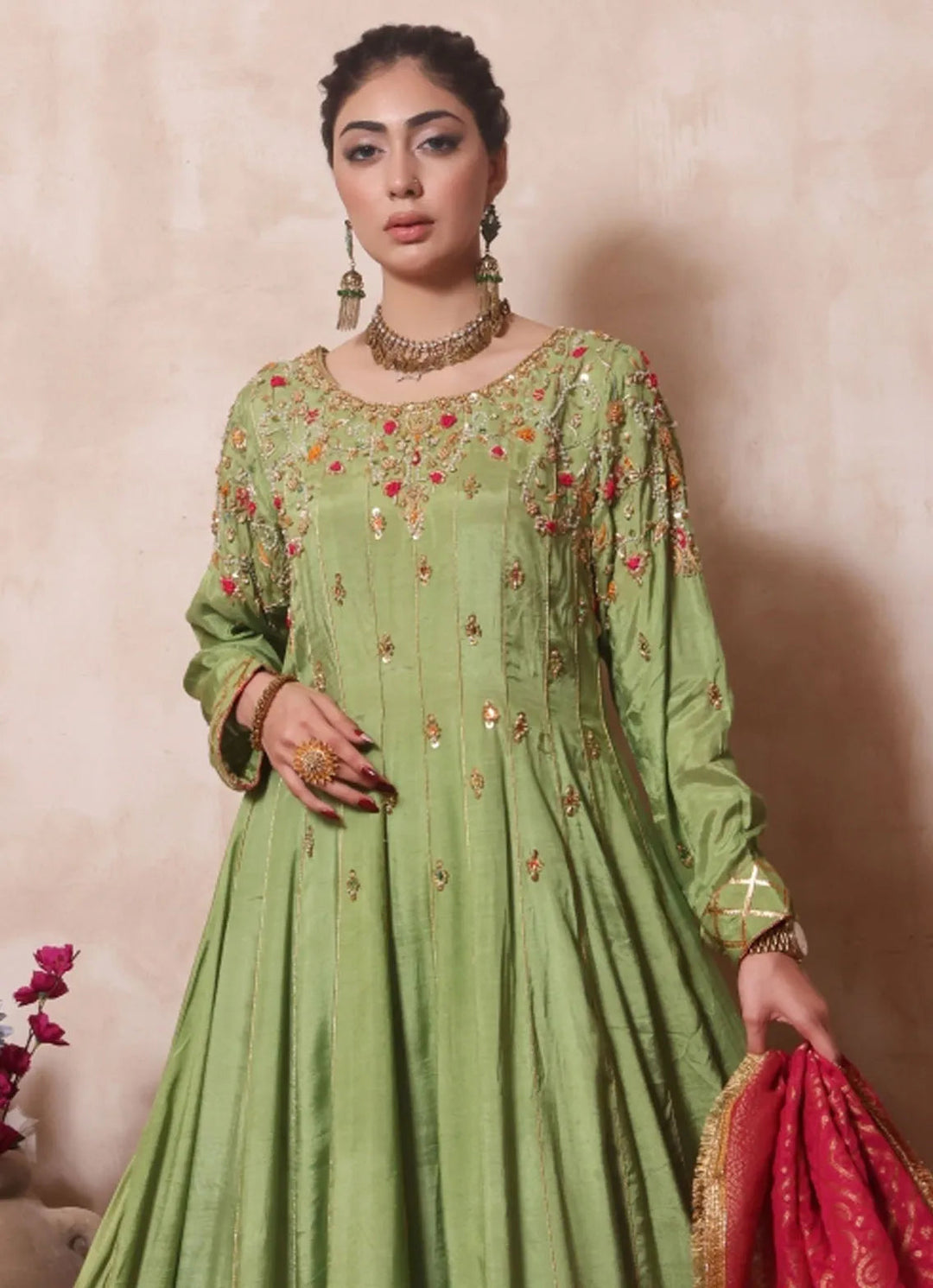 Zainab Hasan Pret Embriodered Raw Silk 3 Piece Heena ZHF-72-D