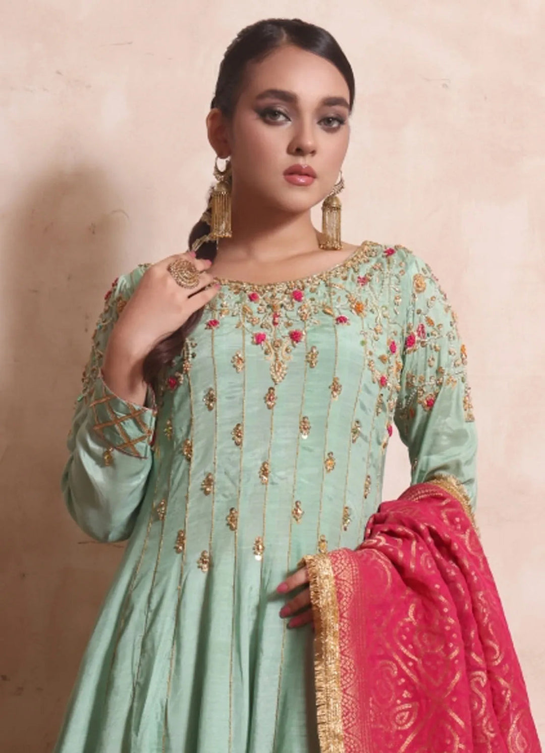 Zainab Hasan Pret Embriodered Raw Silk 3 Piece Jazmin ZHF-72-P