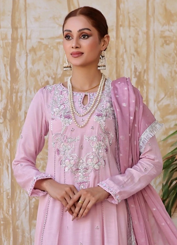 Zainab Hasan Pret Embriodered Raw Silk 3 Piece Lilac ZHF-133