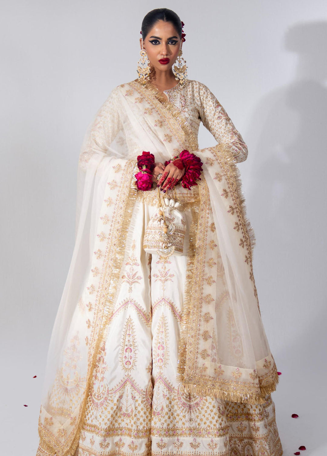 Zar-Bano by Scherezade Pret Hand Embellished N Embroidered Korean Rawsilk 2 Piece Suit Ayna