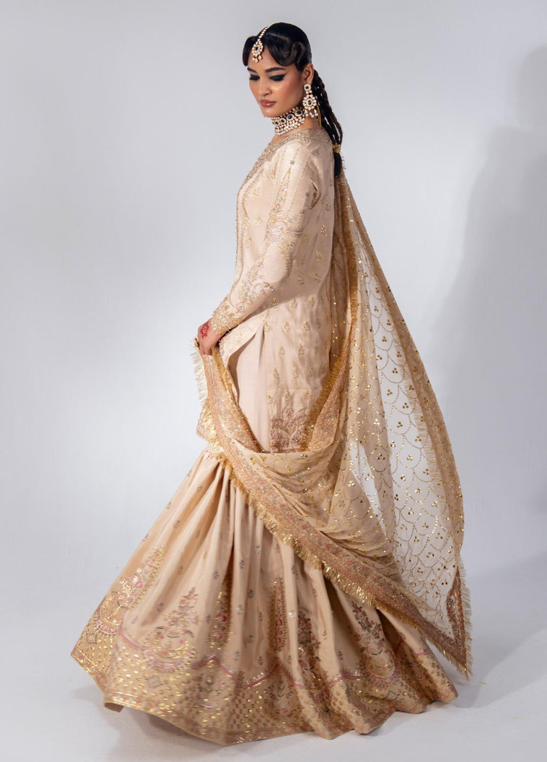 Zar-Bano by Scherezade Pret Hand Embellished N Embroidered Korean Rawsilk 2 Piece Suit Jehan