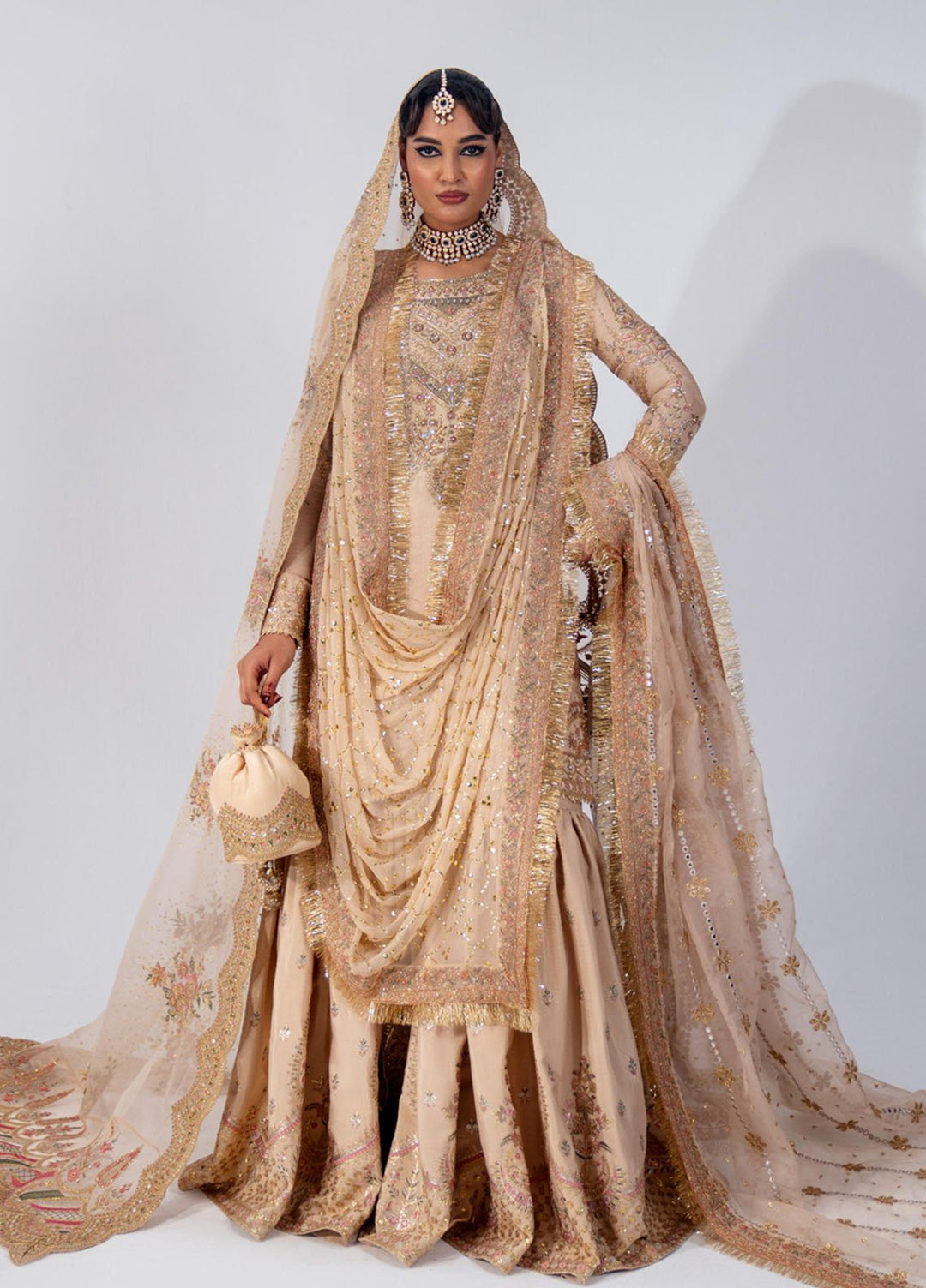 Zar-Bano by Scherezade Pret Hand Embellished N Embroidered Korean Rawsilk 2 Piece Suit Jehan