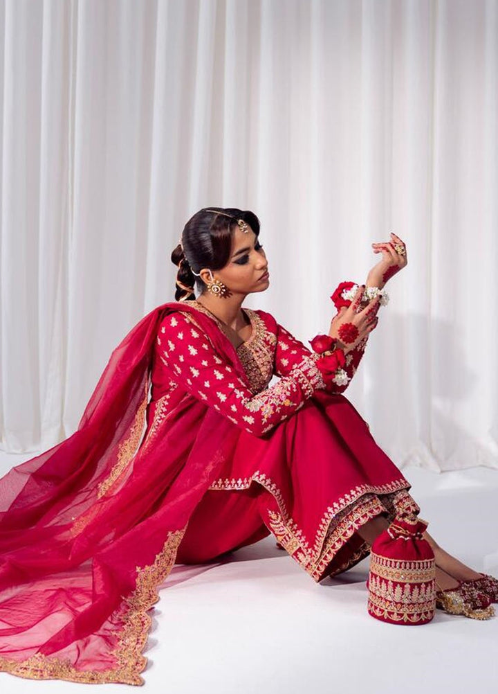 Zar-Bano by Scherezade Pret Hand Embellished N Embroidered Korean Rawsilk 3 Piece Suit Meher