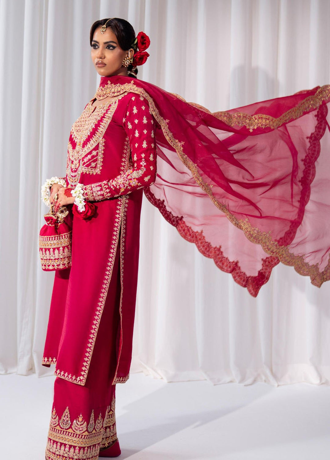 Zar-Bano by Scherezade Pret Hand Embellished N Embroidered Korean Rawsilk 3 Piece Suit Meher