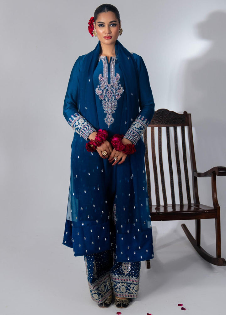 Zar-Bano by Scherezade Pret Hand Embellished N Embroidered Roman Silk 3 Piece Suit Inara