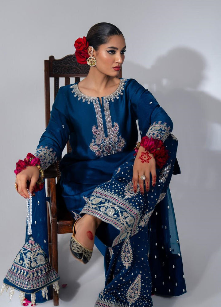 Zar-Bano by Scherezade Pret Hand Embellished N Embroidered Roman Silk 3 Piece Suit Inara