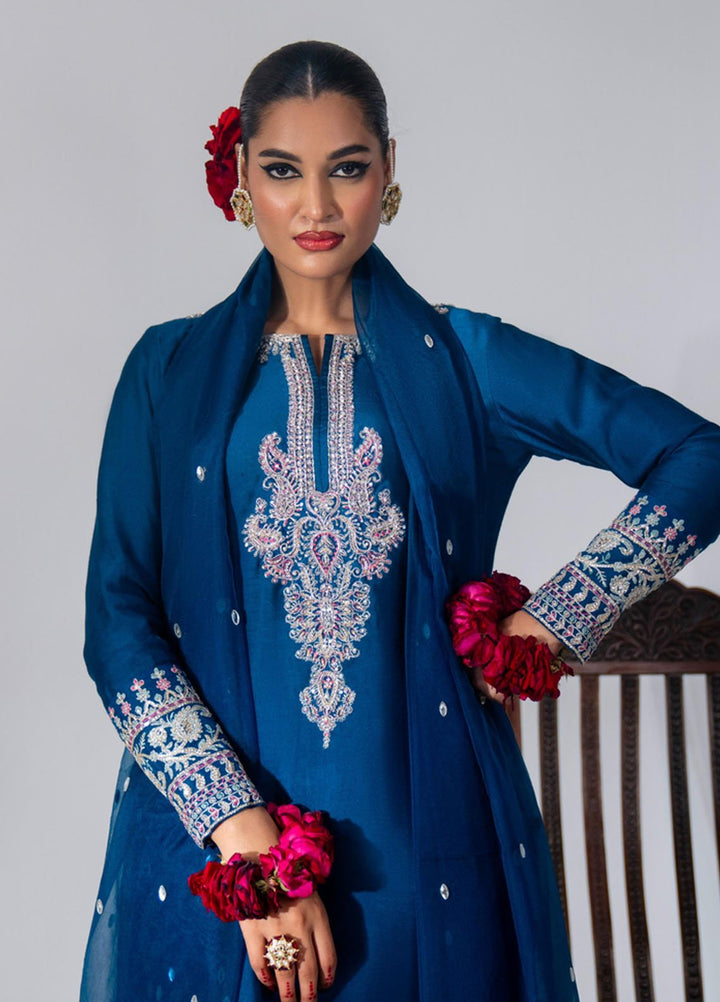 Zar-Bano by Scherezade Pret Hand Embellished N Embroidered Roman Silk 3 Piece Suit Inara
