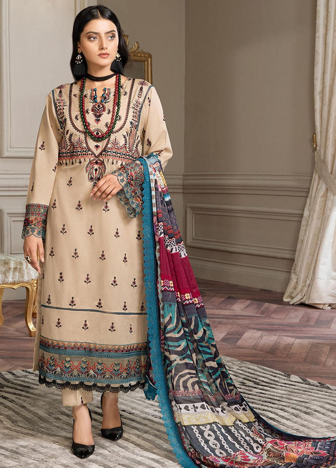 Zar-e-Gul By Zara Ali Embroidered Lawn Suits Unstitched 3 Piece ZRA22ZG ZA 2-B - Festive Collection