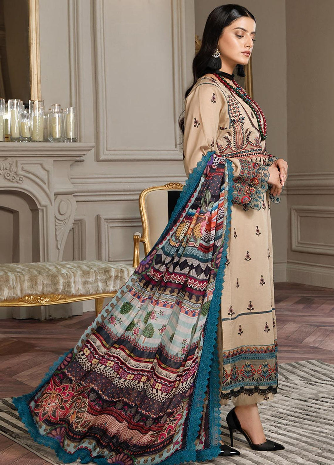 Zar-e-Gul By Zara Ali Embroidered Lawn Suits Unstitched 3 Piece ZRA22ZG ZA 2-B - Festive Collection