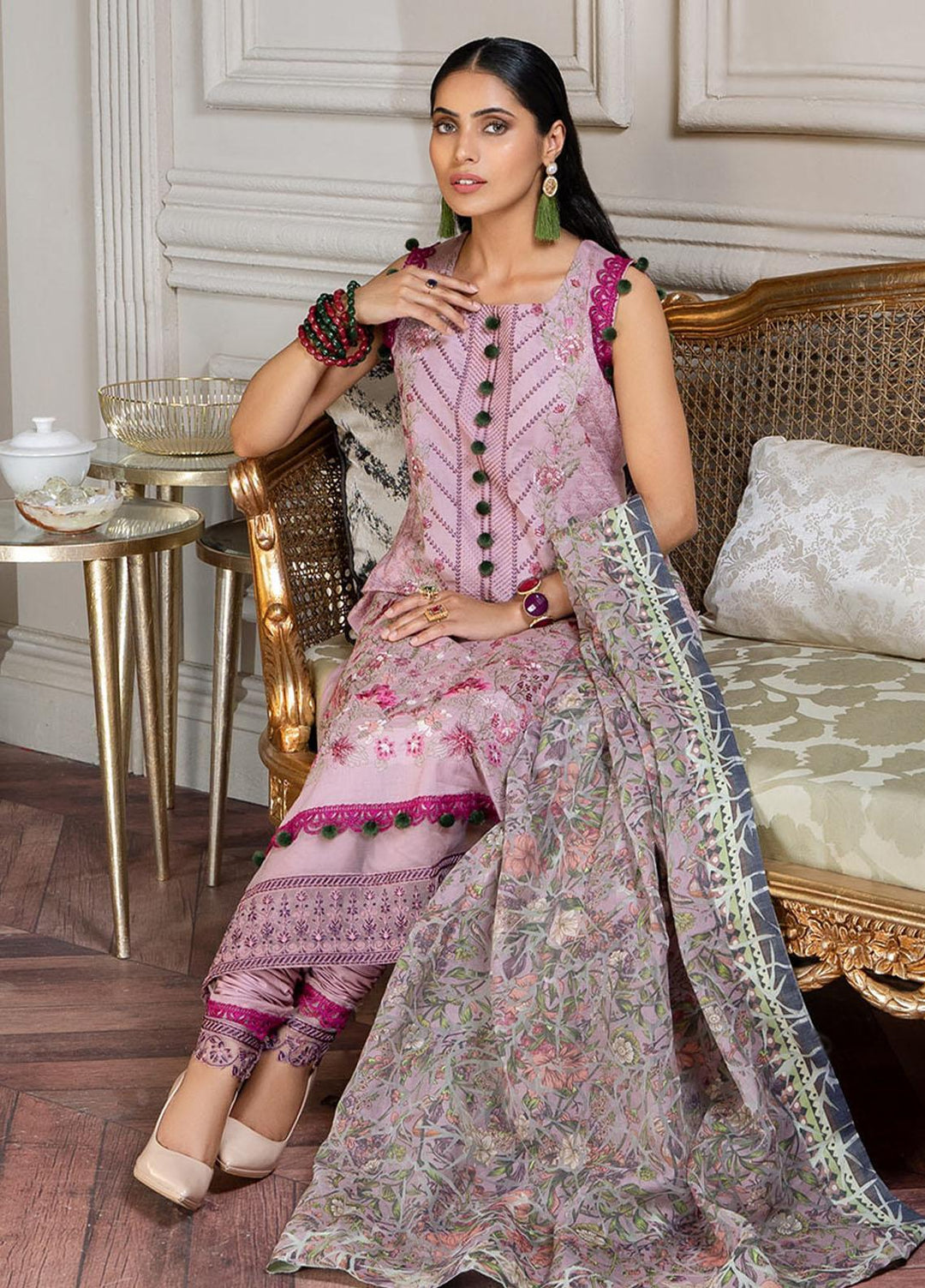 Zar-e-Gul By Zara Ali Embroidered Lawn Suits Unstitched 3 Piece ZRA22ZG ZA 3-B - Festive Collection