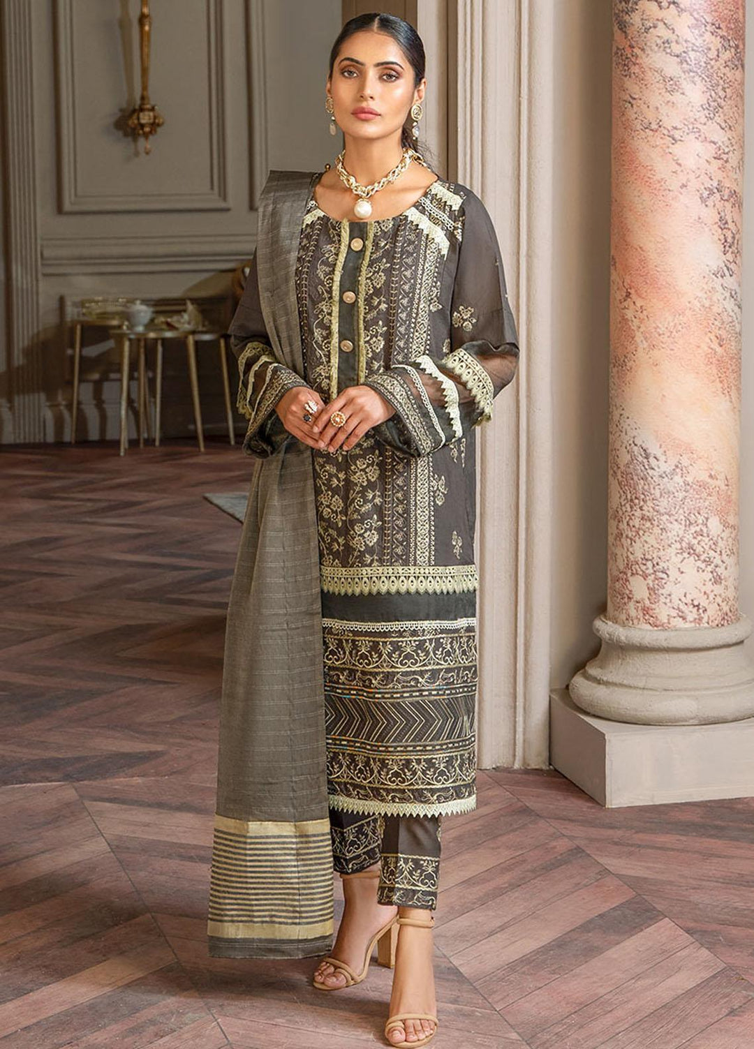 Zar-e-Gul By Zara Ali Embroidered Lawn Suits Unstitched 3 Piece ZRA22ZG ZA 4-A - Festive Collection