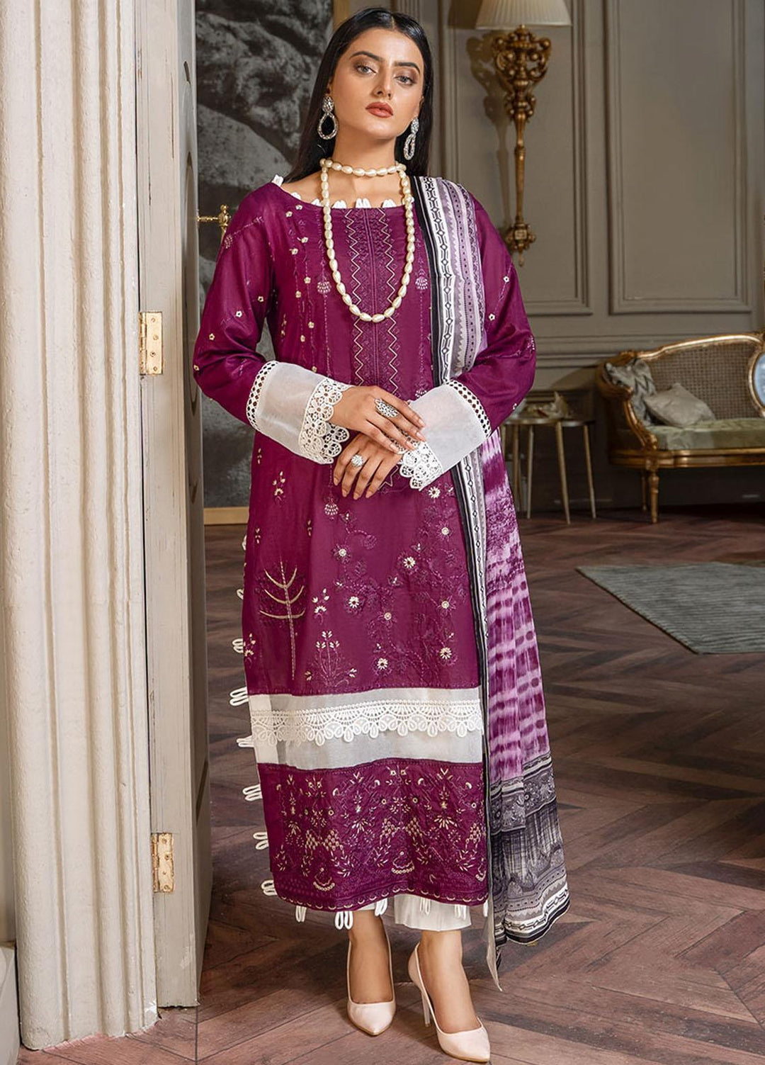 Zar-e-Gul By Zara Ali Embroidered Lawn Suits Unstitched 3 Piece ZRA22ZG ZA 8-A - Festive Collection