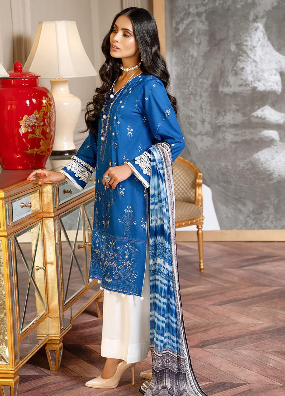 Zar-e-Gul By Zara Ali Embroidered Lawn Suits Unstitched 3 Piece ZRA22ZG ZA 8-B - Festive Collection