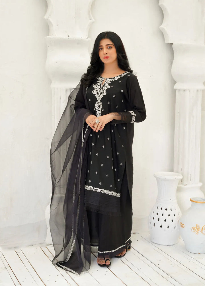 Zar Pret Embroidered Cotton Organza 3 Piece Suit Orchids