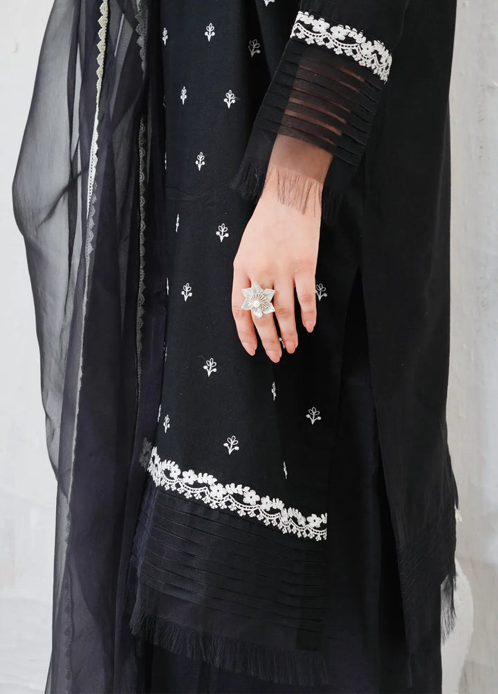 Zar Pret Embroidered Cotton Organza 3 Piece Suit Orchids