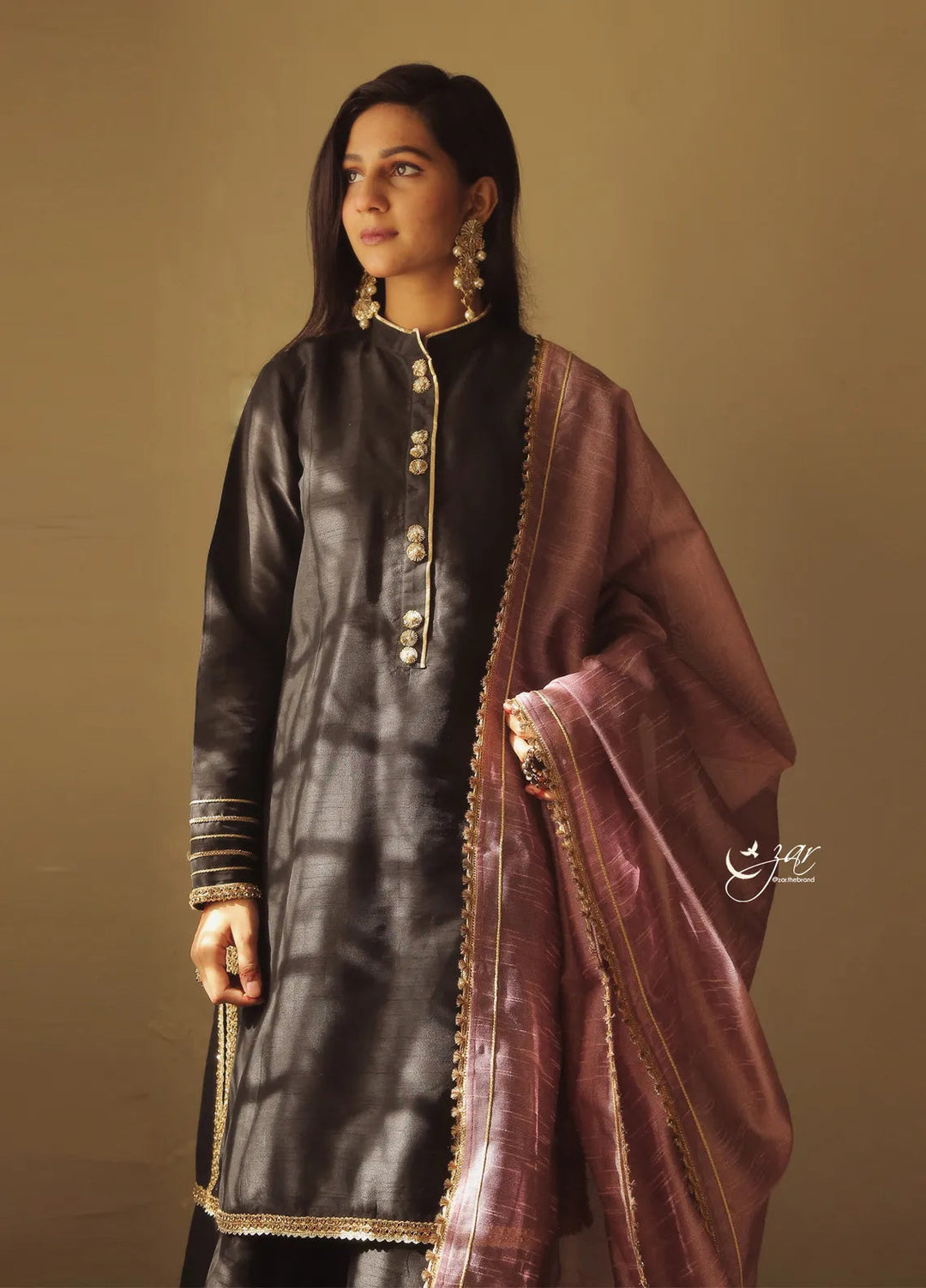 Zar Pret Embroidered Rawsilk 3 Piece Suit Koel