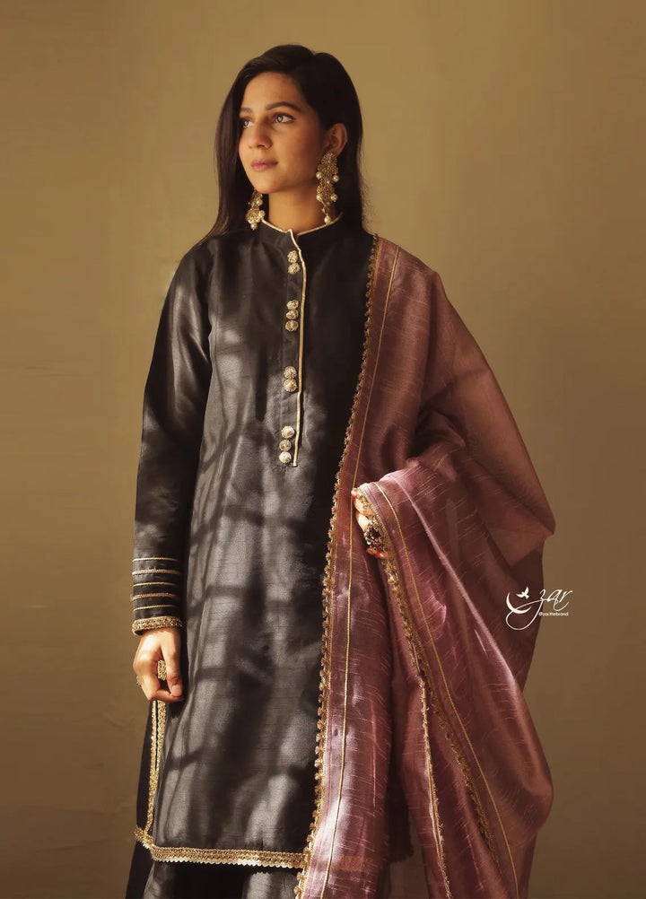 Zar Pret Embroidered Rawsilk 3 Piece Suit Koel