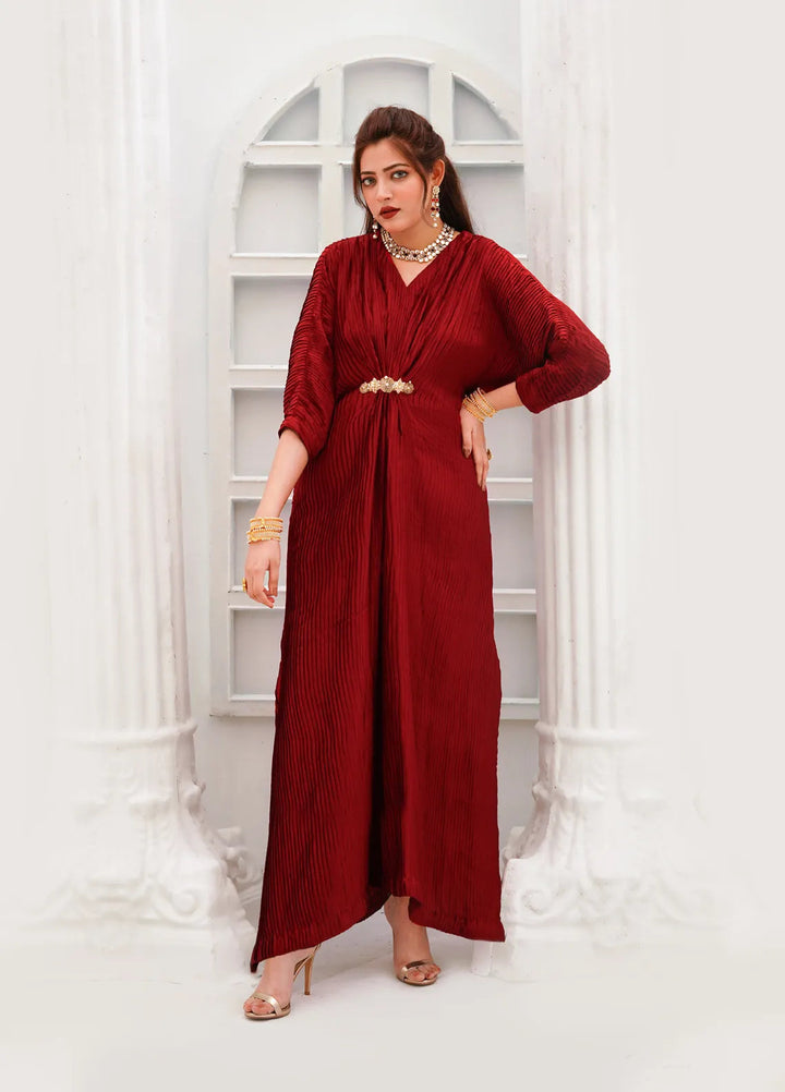 Zar Pret Embroidered Silk Shirt Scarlet