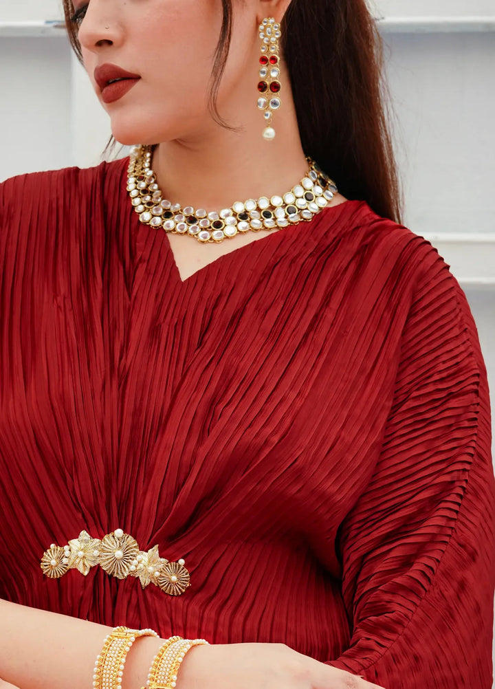 Zar Pret Embroidered Silk Shirt Scarlet