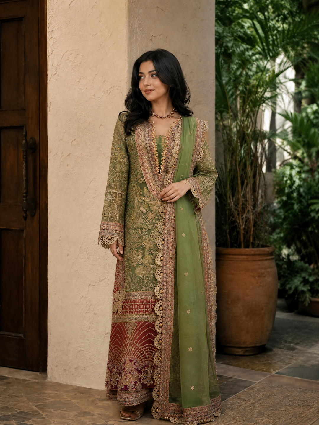 Push Pawan by Zarizaa Unstitched Embroidered Organza 3 Piece Suit ZZ26UPP D-5G Sultana - Wedding Collection
