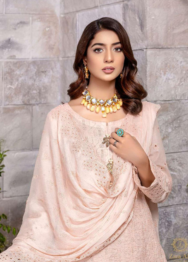 Zara Ali by Magns Textiles Embroidered Chikankari Suits Unstitched 3 Piece ZRA22LC ZA-101 - Summer Collection