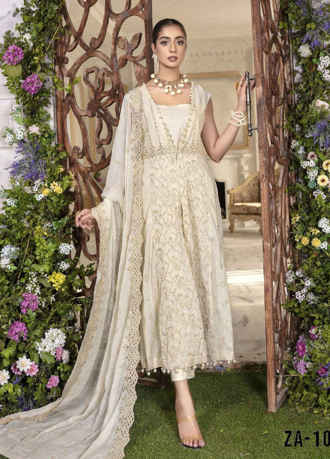 Zara Ali by Magns Textiles Embroidered Chikankari Suits Unstitched 3 Piece ZRA22LC ZA-106 - Summer Collection