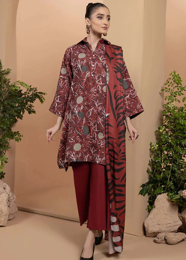 Zara By Humdum Printed Khaddar Suit Unstitched 3 Piece HD24ZK D-02 - Winter Collection