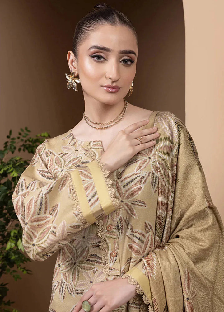 Zara By Humdum Printed Khaddar Suit Unstitched 3 Piece HD24ZK D-03 - Winter Collection
