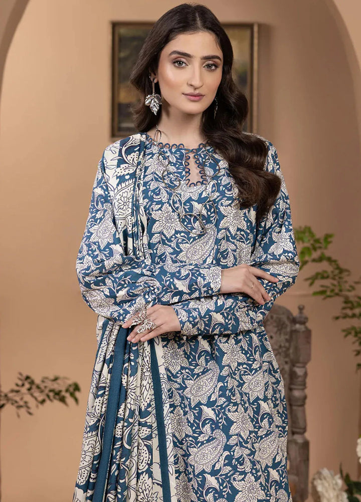 Zara By Humdum Printed Khaddar Suit Unstitched 3 Piece HD24ZK D-07 - Winter Collection